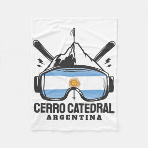 Cerro Catedral Argentina Ski Resort Retro Skiing  Fleece Blanket