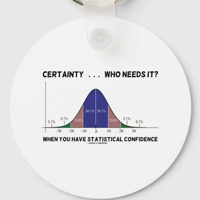 Certainty ... Who Needs It? When You Have Stats Key Ring (Bell curve humor keychain for anyone with statistical confidence!)