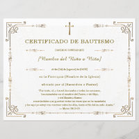 Certificado de Bautismo Elegante