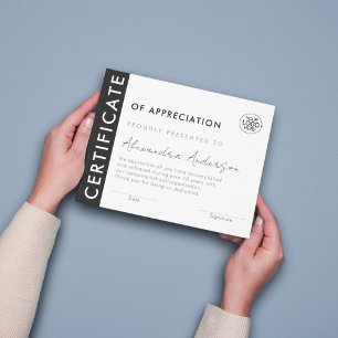 Certificate Award Modern Black White Business Logo
