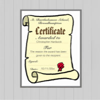Certificate Award with Downloadable Option