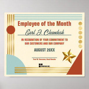 Certificate employee of the month or download poster