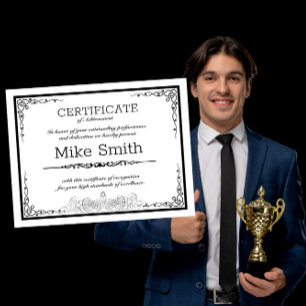 Certificate for any business announcement postcard