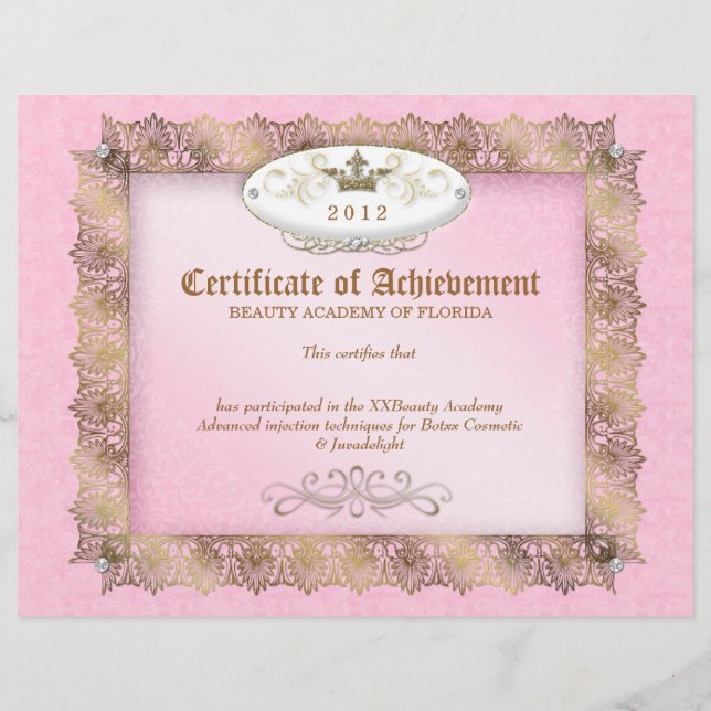 Certificate of Achievement Diploma Beauty Pink (Front)