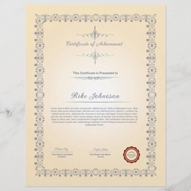Certificate of Achievement Flyer (Front)