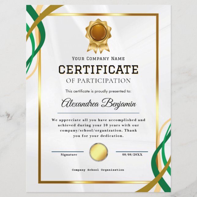 Certificate of Appreciation (Front)