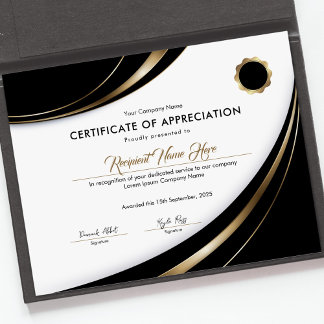 Certificate of Appreciation