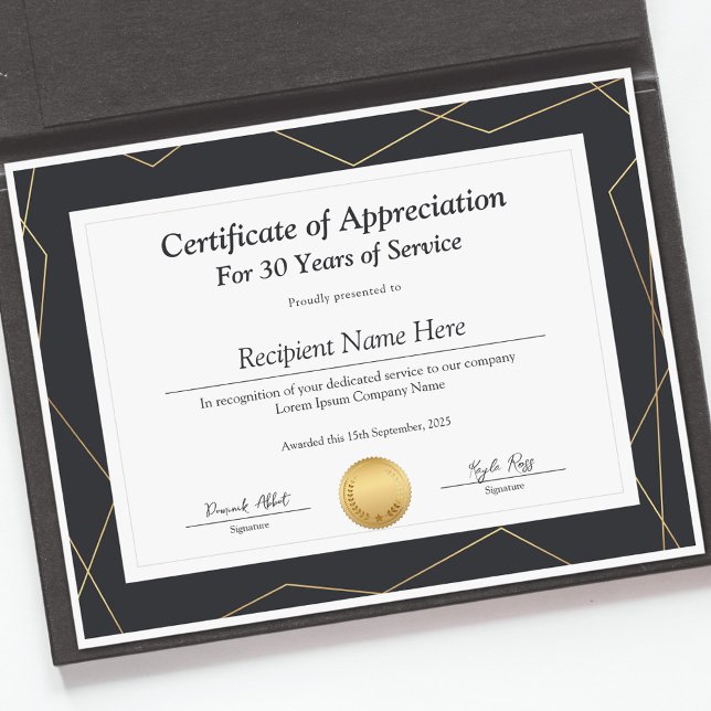 Certificate of Appreciation for Years of Service (Certificate of Appreciation for Years of Service)