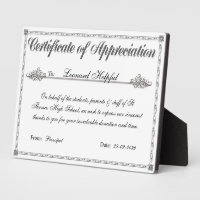 Certificate of Appreciation Personalised Award