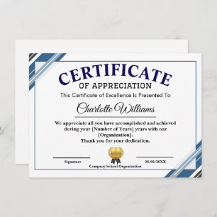 Certificate of Appreciation – Professional Recogni