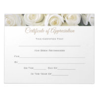 Certificate of Appreciation Tear-away Pad