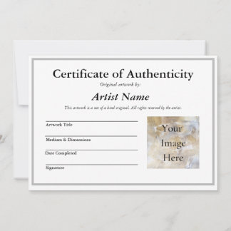 Certificate of Authenticity for Art with Photo Inv Invitation