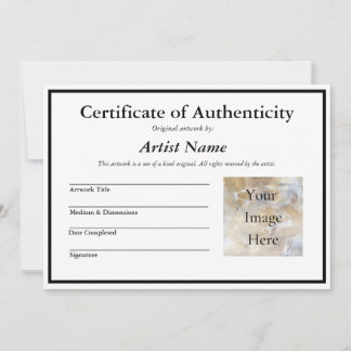 Certificate of Authenticity for Art with Photo Invitation
