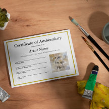 Certificate of Authenticity for Art with Photo