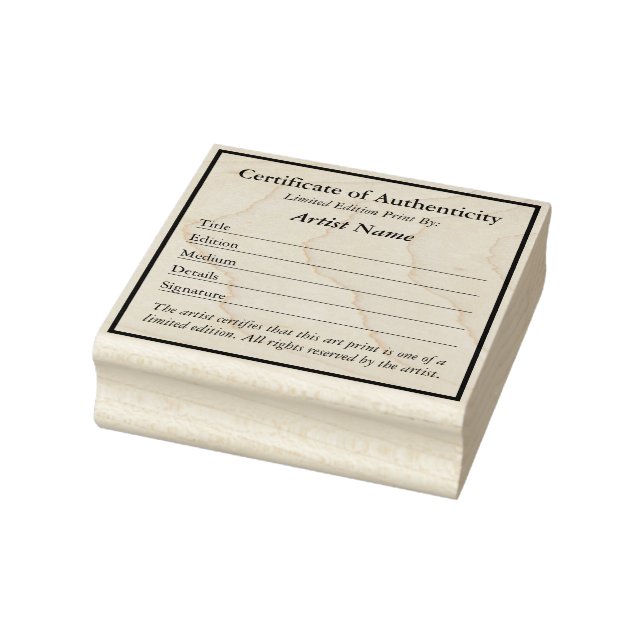 Certificate of Authenticity for Prints  Rubber Stamp (Stamp)