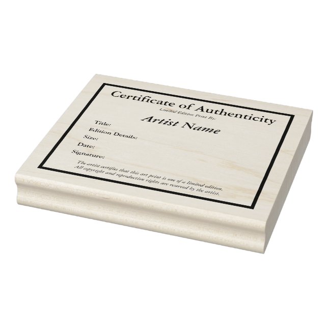 Certificate of Authenticity Limited Edition Art Rubber Stamp (Stamp)