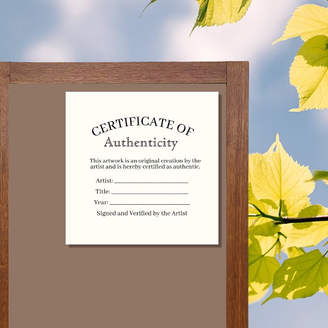 certificate of authenticity sticker, gallery art square sticker (Creator Uploaded)