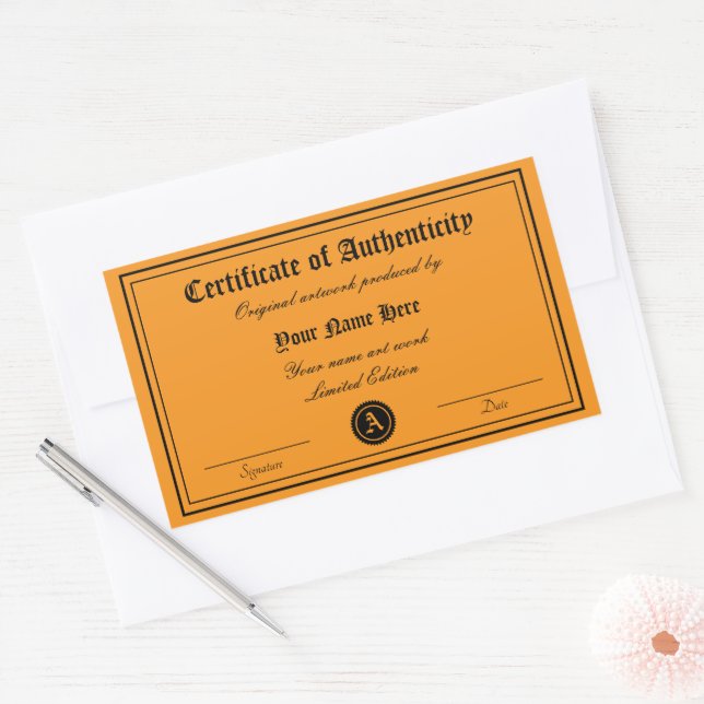 Certificate of authenticity template artwork rectangular sticker (Envelope)