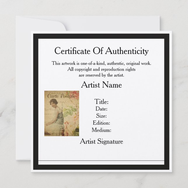 Certificate of Authenticity Template for Artists (Front)