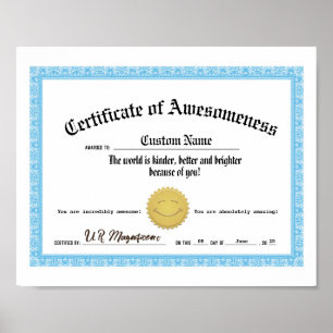 Certificate of Awesomeness, Kindness Award Poster