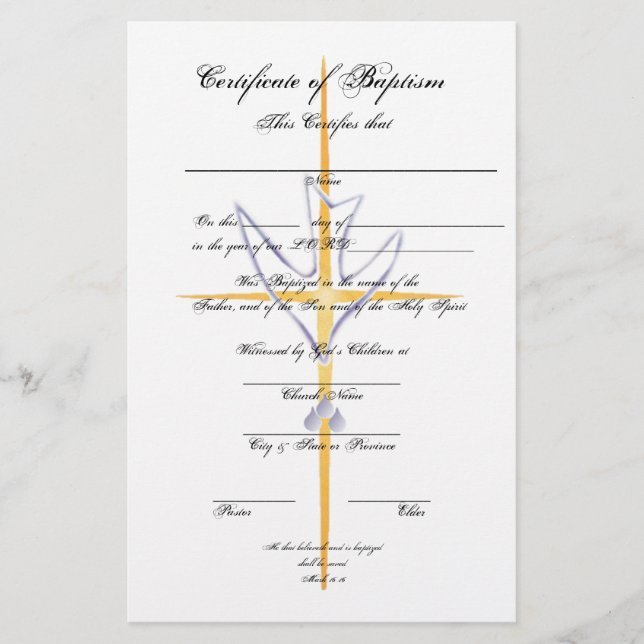 Certificate of Baptism-Adult (Front)