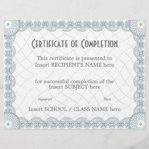 CERTIFICATE OF COMPLETION