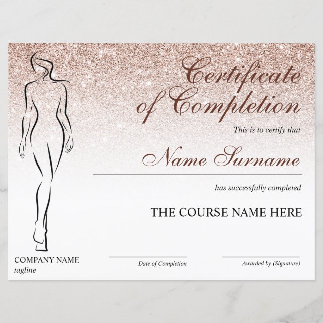 Certificate of Completion Award Body Sculpting (Front)