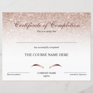 Certificate of Completion Award Brows Course