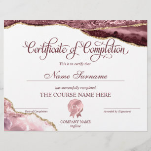 Certificate of Completion Award Course Completion