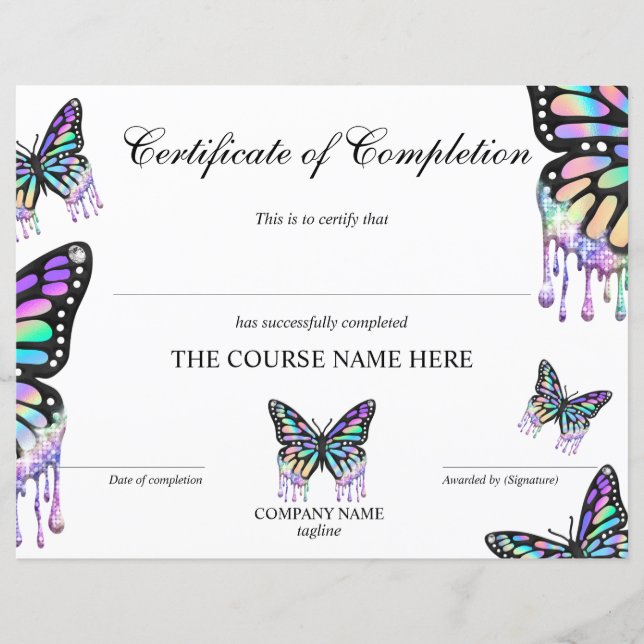 Certificate of Completion Award Course Completion (Front)