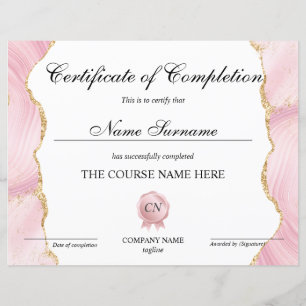 Certificate of Completion Award Course Completion