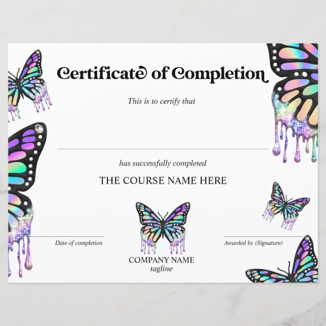 Certificate of Completion Award Course Completion (Front)