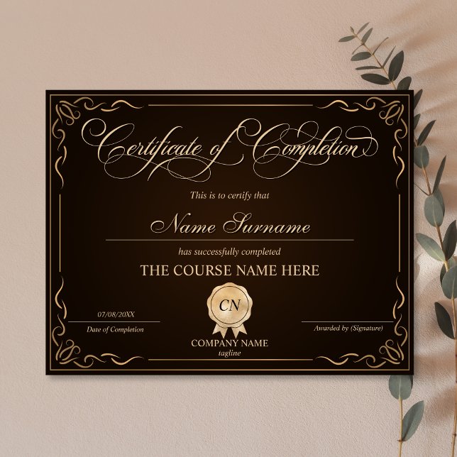 Certificate of Completion Award Course Completion (Creator Uploaded)