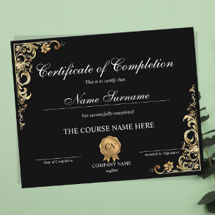 Certificate of Completion Award Course Completion