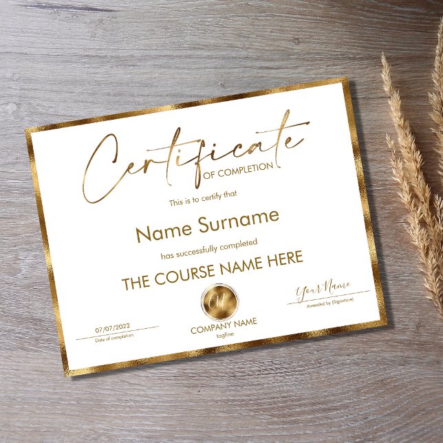 Certificate of Completion Award Course Completion  (Creator Uploaded)