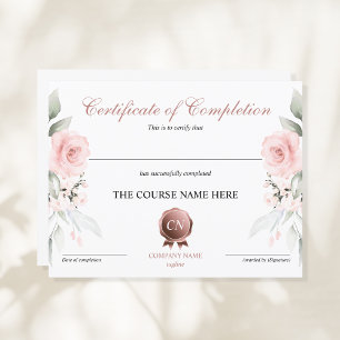 Certificate of Completion Award Course Completion