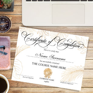 Certificate of Completion Award Course Completion