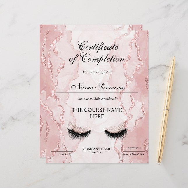 Certificate of Completion Award Course Completion (Front/Back In Situ)