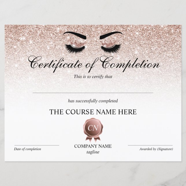 Certificate of Completion Award Course Completion (Front)