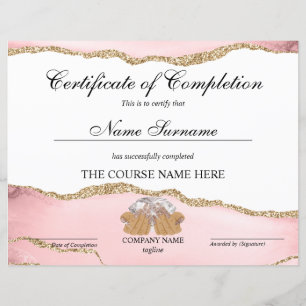 Certificate of Completion Award Course Nail Artist