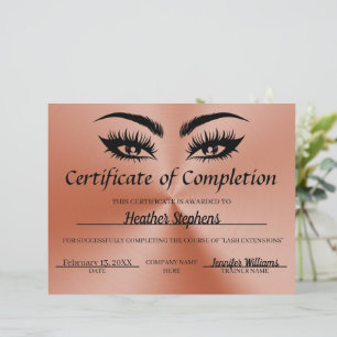 Certificate of Completion Award Lash Tech