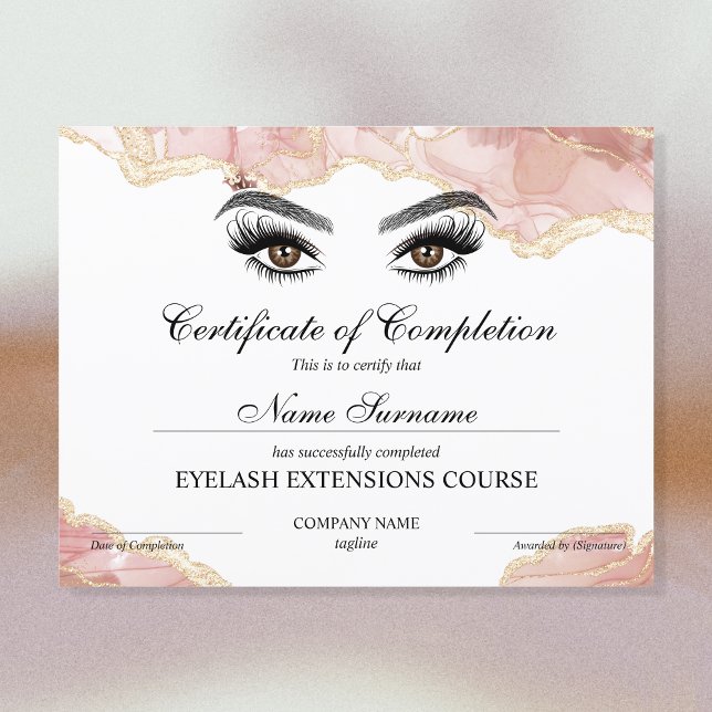 Certificate of Completion Award lashes Course (Creator Uploaded)