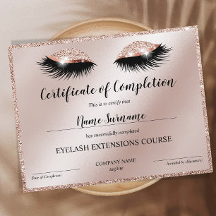 Certificate of Completion Award lashes Course