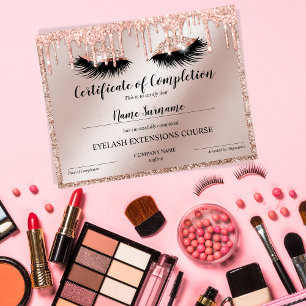 Certificate of Completion Award lashes Course