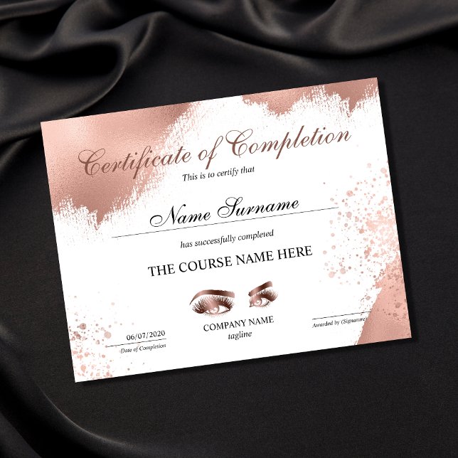 Certificate of Completion Award lashes Course (Creator Uploaded)