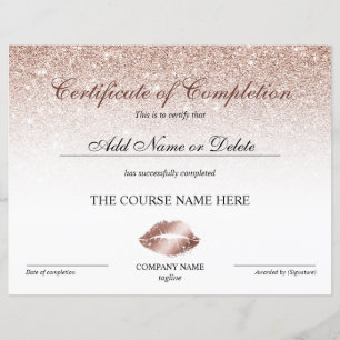 Certificate of Completion Award lips make up