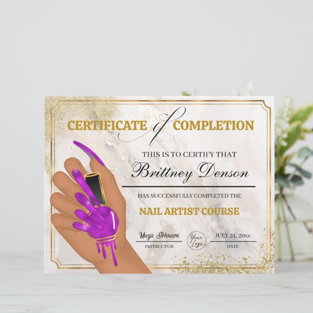 Certificate of Completion Award Nail Technician (Standing Front)