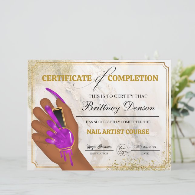 Certificate of Completion Award Nail Technician (Standing Front)