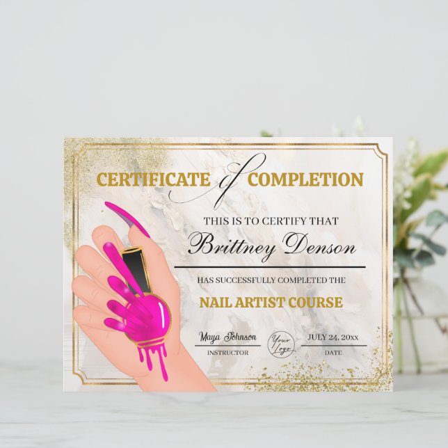 Certificate of Completion Award Nail Technician (Standing Front)