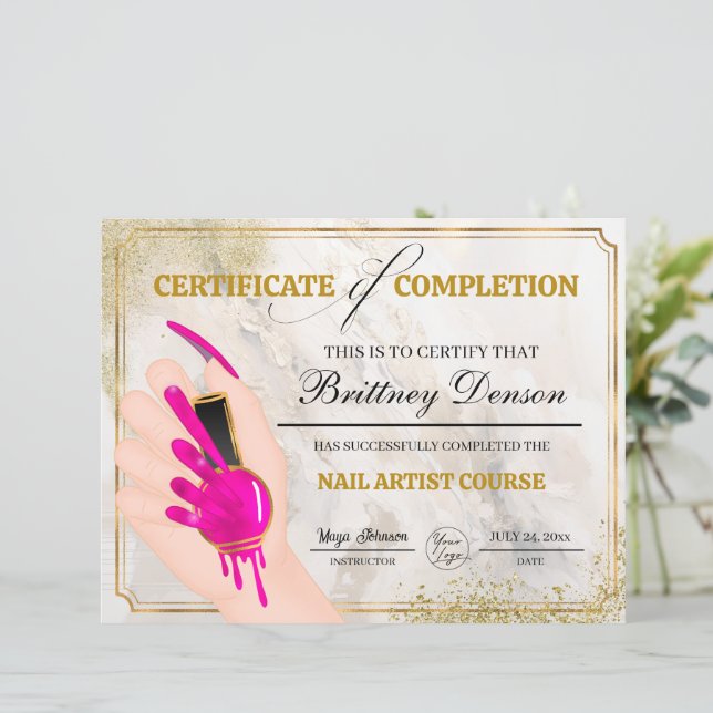 Certificate of Completion Award Nail Technician (Standing Front)